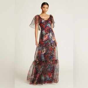 Theia Darla Scoop Neck Multicolor Floral Gown $845